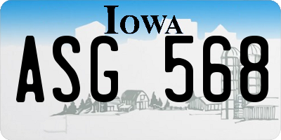 IA license plate ASG568