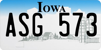 IA license plate ASG573