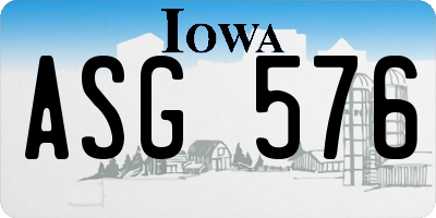 IA license plate ASG576