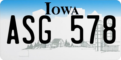 IA license plate ASG578