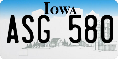 IA license plate ASG580