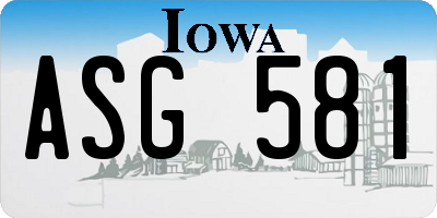 IA license plate ASG581