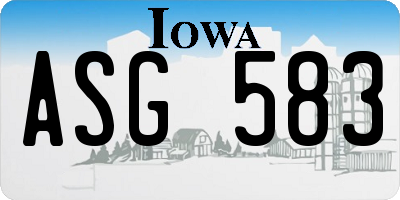 IA license plate ASG583