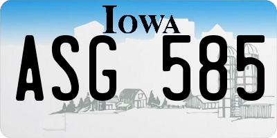 IA license plate ASG585