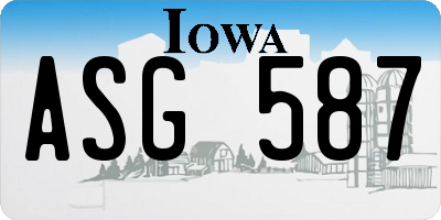 IA license plate ASG587