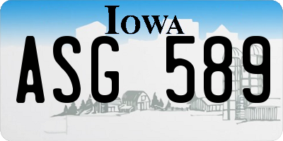 IA license plate ASG589