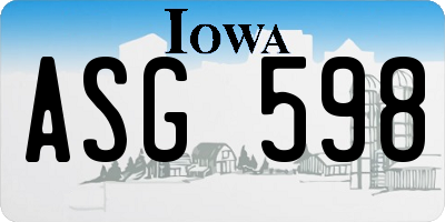 IA license plate ASG598