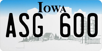 IA license plate ASG600