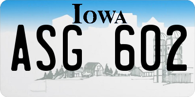 IA license plate ASG602