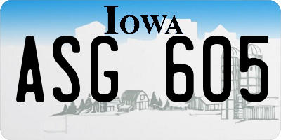 IA license plate ASG605