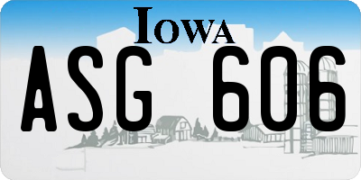 IA license plate ASG606