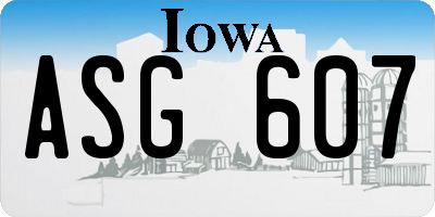 IA license plate ASG607
