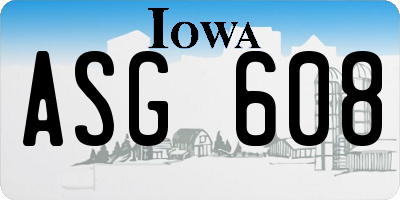 IA license plate ASG608