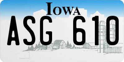 IA license plate ASG610