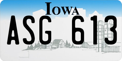 IA license plate ASG613