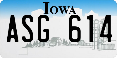 IA license plate ASG614