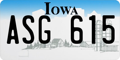 IA license plate ASG615