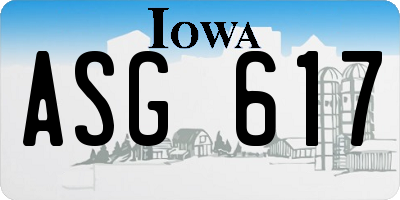 IA license plate ASG617