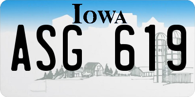 IA license plate ASG619