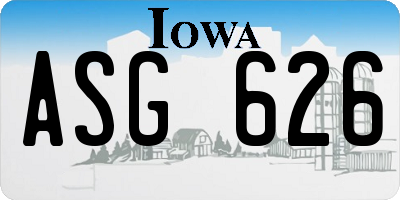 IA license plate ASG626