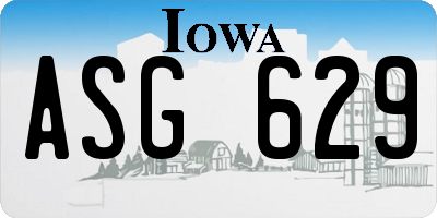 IA license plate ASG629