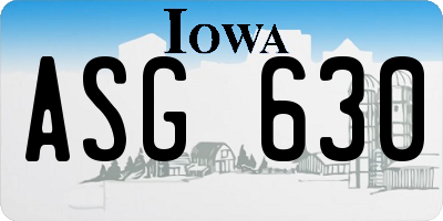 IA license plate ASG630