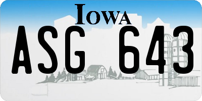 IA license plate ASG643