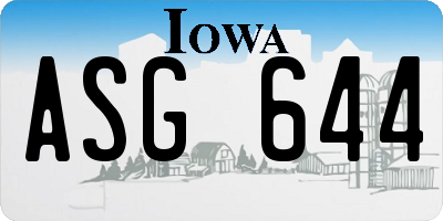 IA license plate ASG644