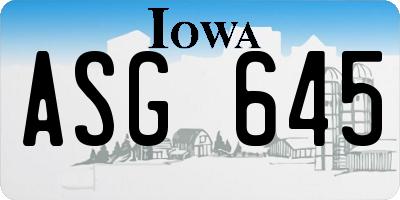 IA license plate ASG645