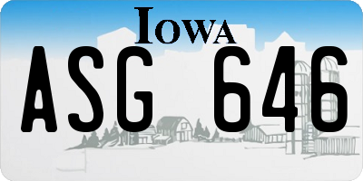 IA license plate ASG646