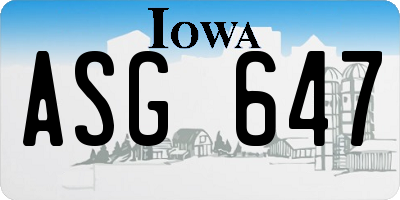 IA license plate ASG647