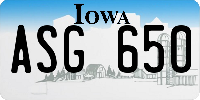 IA license plate ASG650