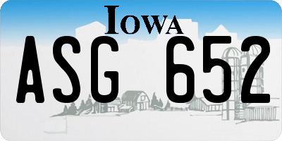 IA license plate ASG652