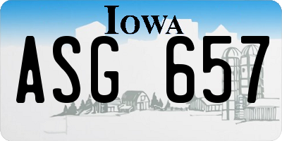 IA license plate ASG657