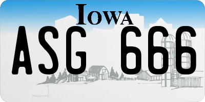 IA license plate ASG666