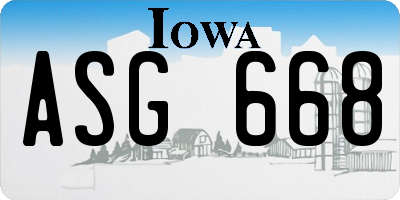 IA license plate ASG668