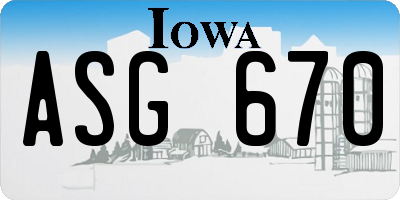 IA license plate ASG670