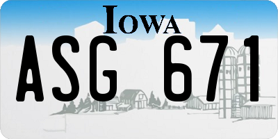 IA license plate ASG671