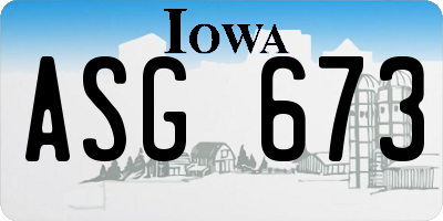 IA license plate ASG673