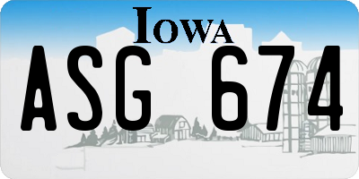 IA license plate ASG674