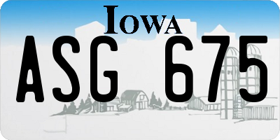 IA license plate ASG675