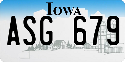 IA license plate ASG679