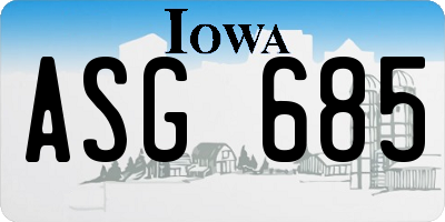 IA license plate ASG685