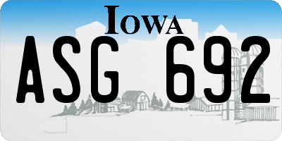 IA license plate ASG692