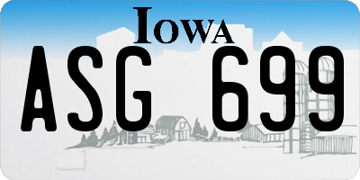 IA license plate ASG699