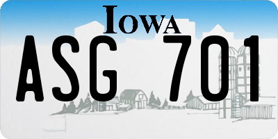 IA license plate ASG701