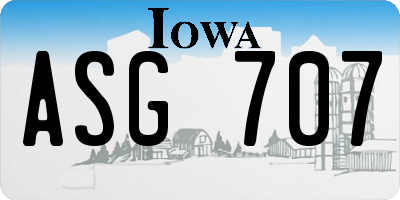 IA license plate ASG707