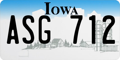 IA license plate ASG712