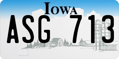 IA license plate ASG713