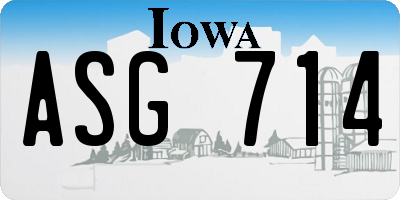 IA license plate ASG714